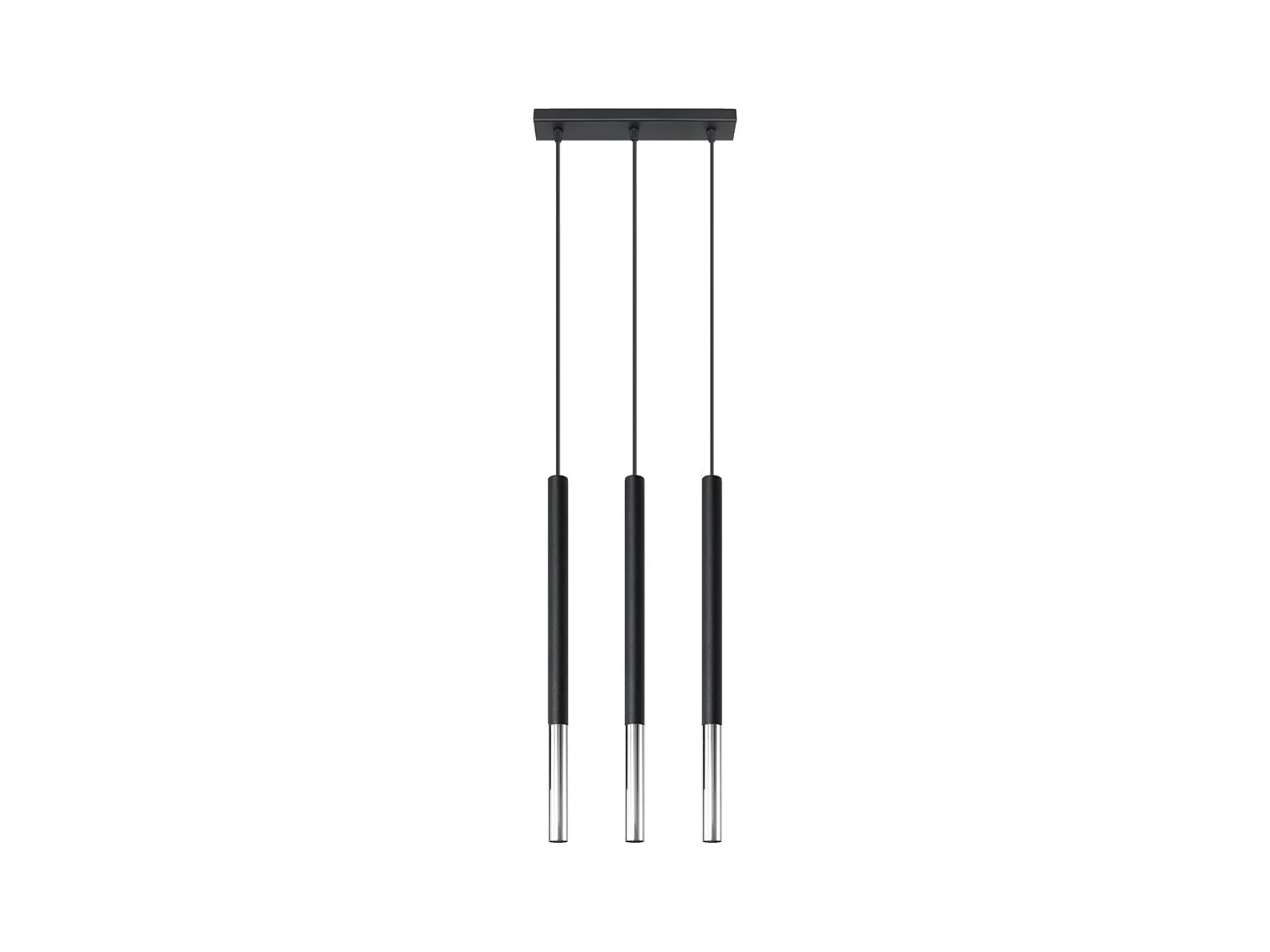 Lampes suspendues Flar moderne en acier - 3 sources lumineuses 4000K - L.30 x H.90 cm - noir/chromé