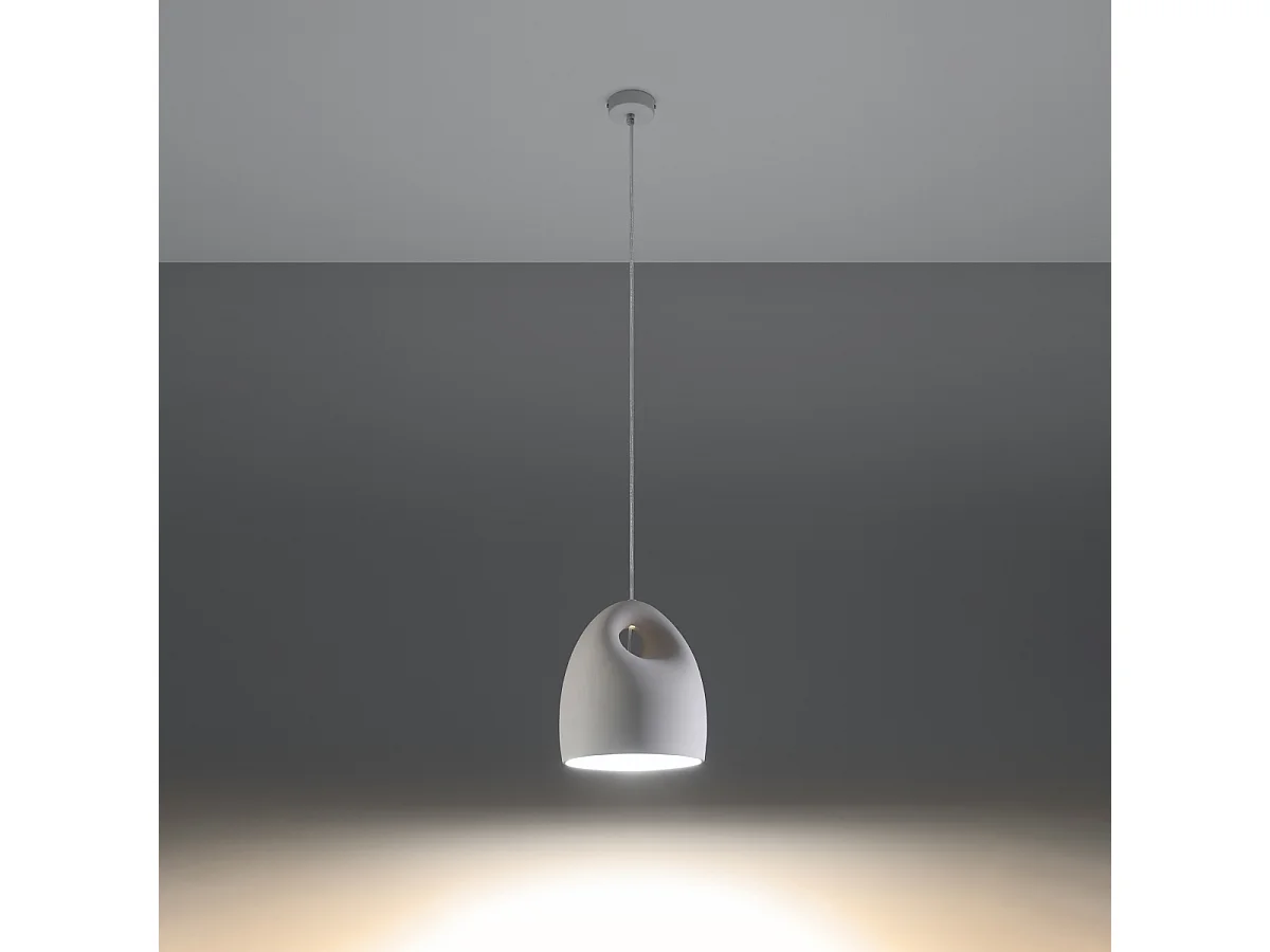 Lampes suspendues Zenna moderne en céramique - 1 sources lumineuses 4000K - L.25 x H.126 cm - blanc