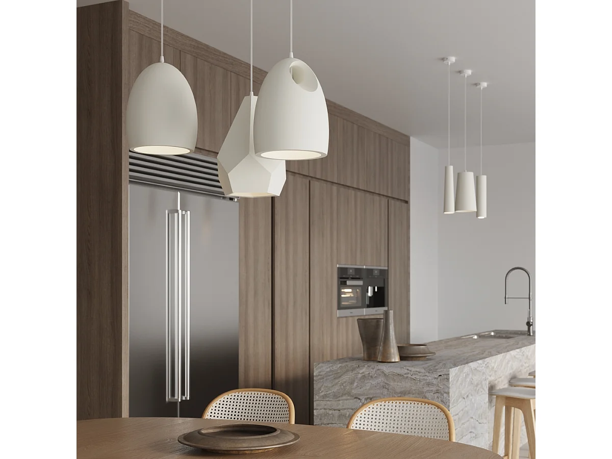 Lampes suspendues Zenna moderne en céramique - 1 sources lumineuses 4000K - L.25 x H.126 cm - blanc