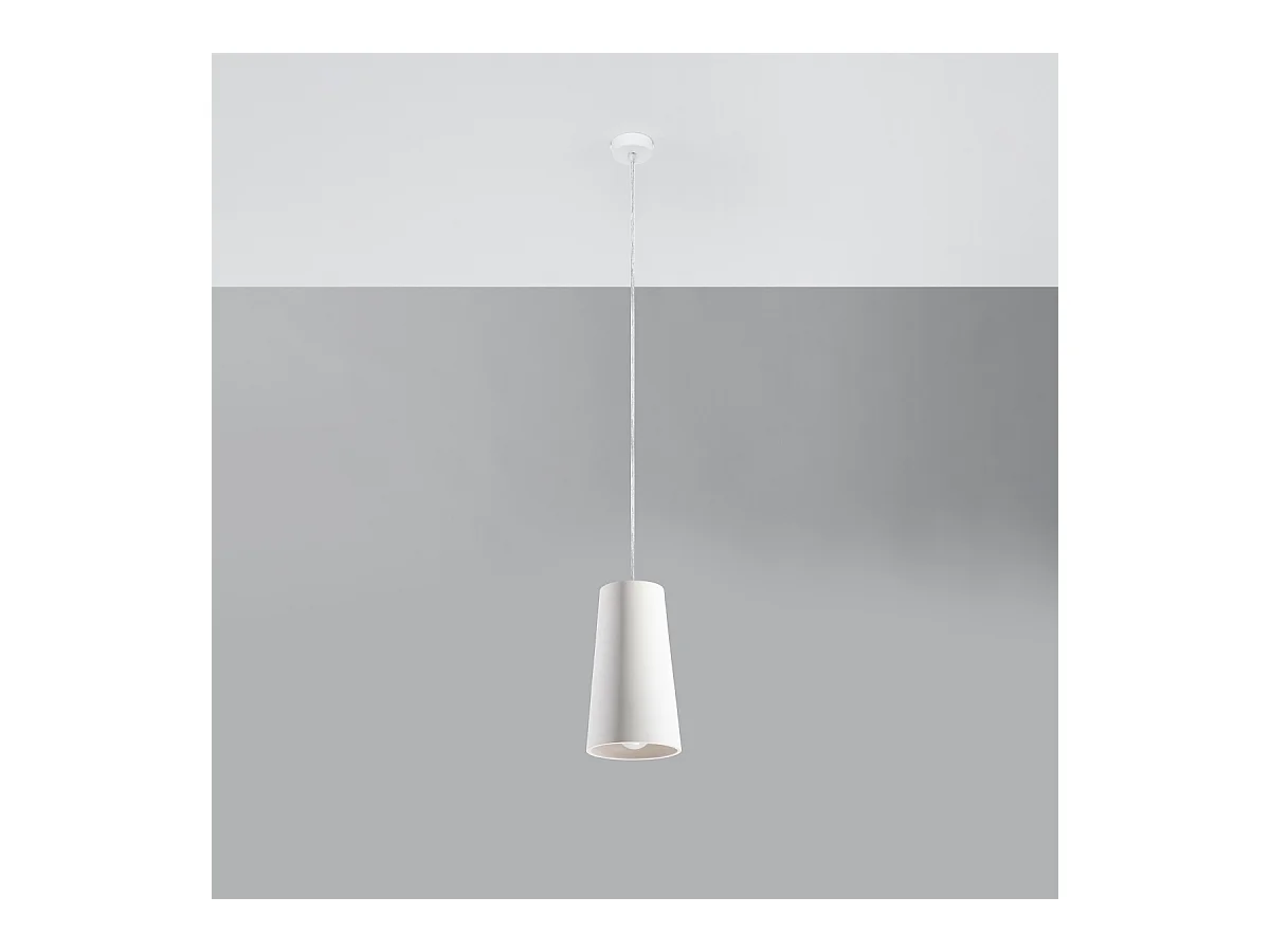 Lampy wiszące nowoczesny Speim, ceramika - 1 źródło światła 4000K - L.16 x H.128 cm - biały