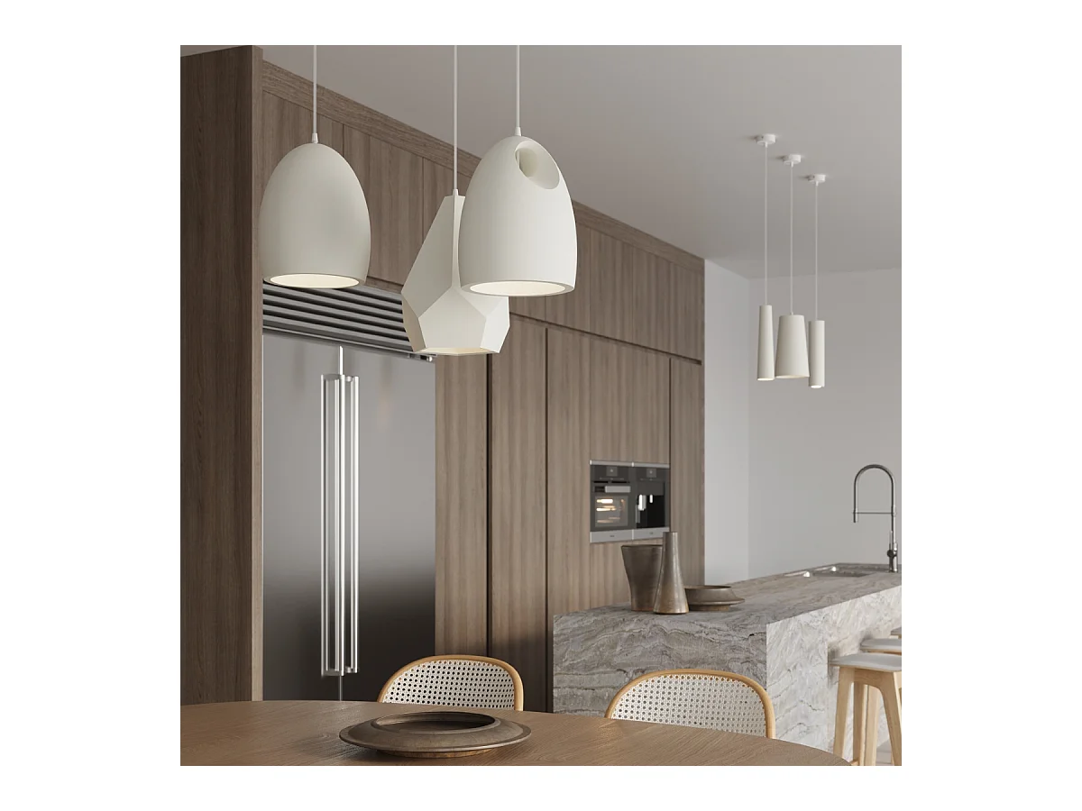 Lampy wiszące nowoczesny Speim, ceramika - 1 źródło światła 4000K - L.16 x H.128 cm - biały