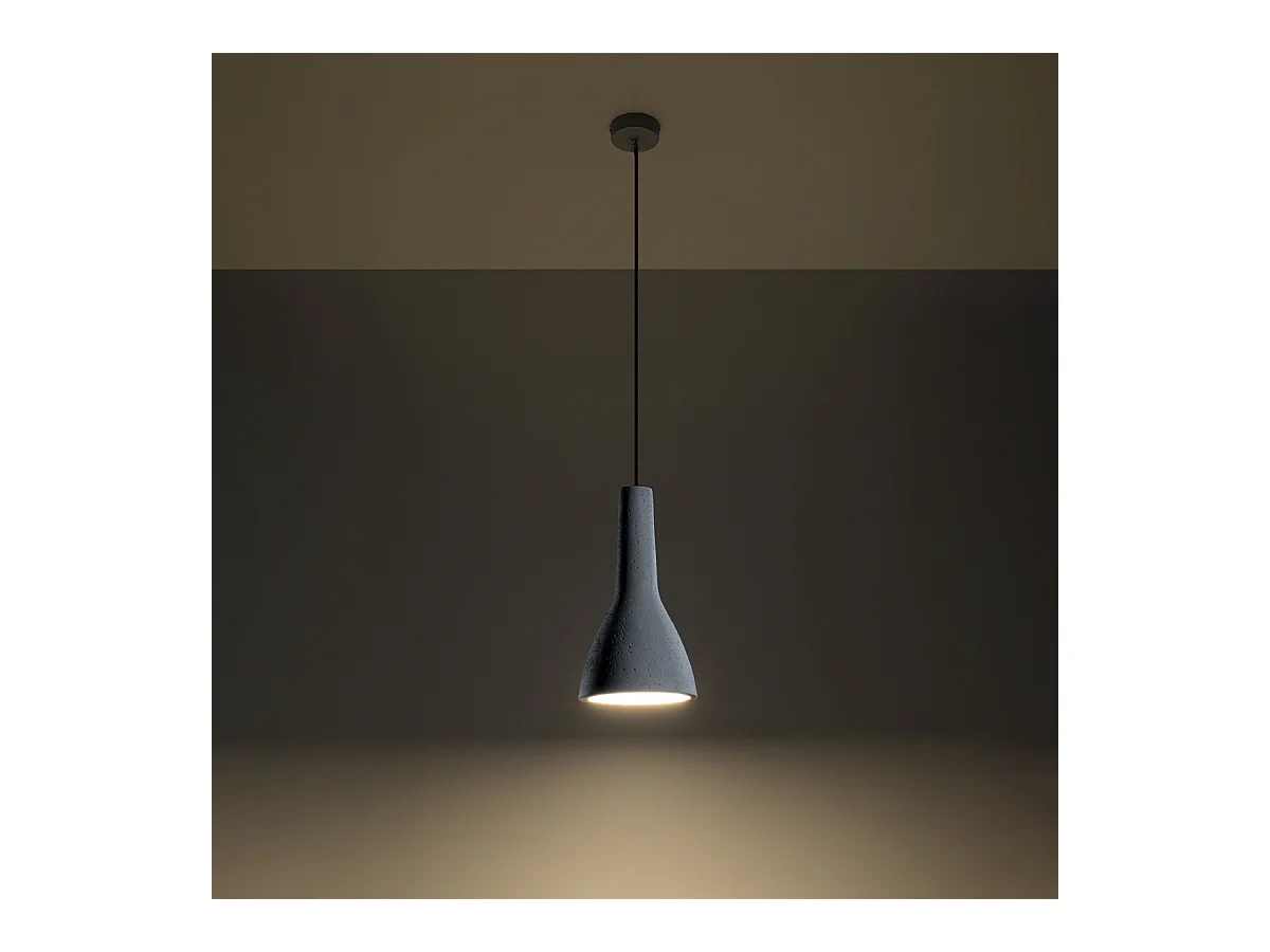 Lampy wiszące industrialny Opilme, beton - 1 źródło światła 4000K - L.17 x H.132 cm - szary