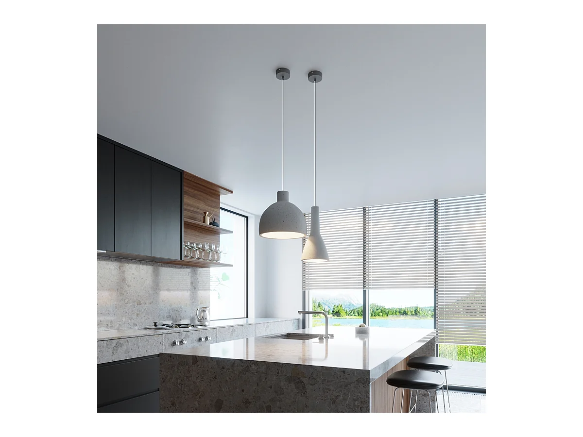 Lampy wiszące industrialny Opilme, beton - 1 źródło światła 4000K - L.17 x H.132 cm - szary