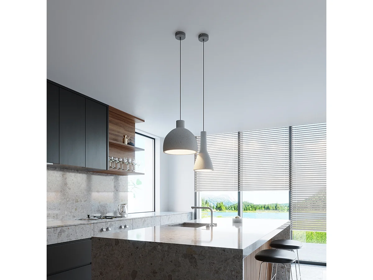 Lampes suspendues Opilme industriel en béton - 1 sources lumineuses 4000K - L.17 x H.132 cm - gris