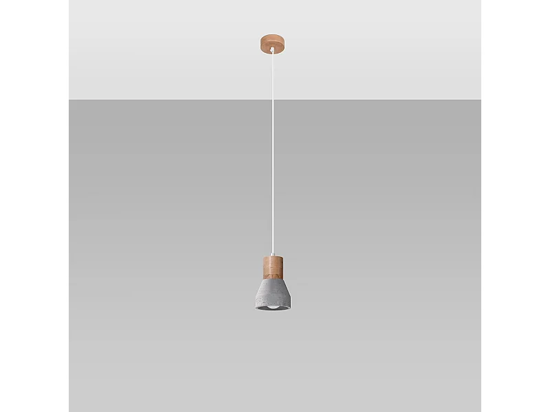 Hanglampen Polaric modern van  - 1 lichtbronnen 4000K - L.10 x H.120 cm - grijs/natuurlijk hout