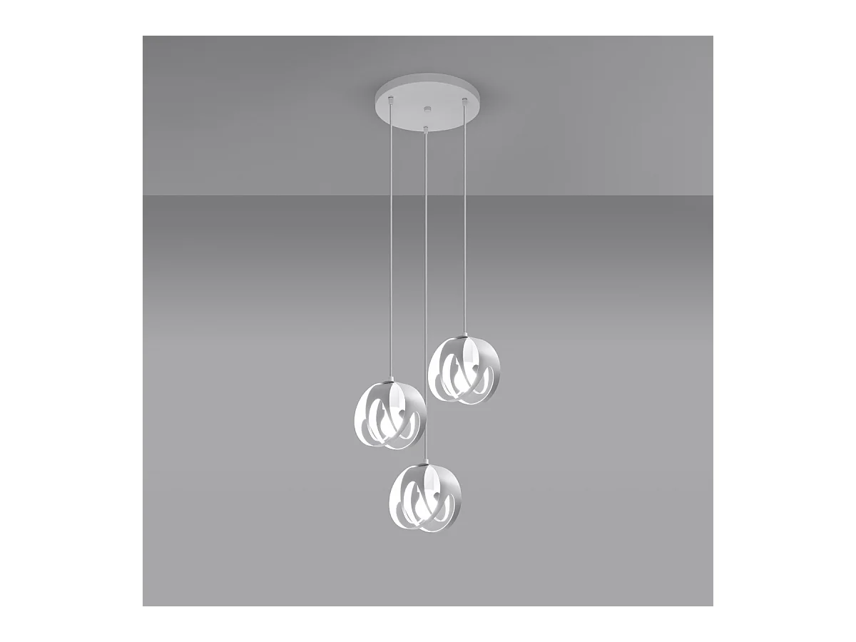 Lampade a sospensione Brive moderno di acciaio - 3 sorgenti luminose 4000K - L.30 x A.117 cm - bianco