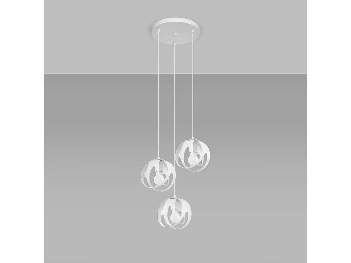 Lampes suspendues Brive moderne en acier - 3 sources lumineuses 4000K - L.30 x H.117 cm - blanc