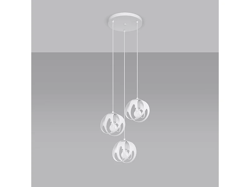 Lampes suspendues Brive moderne en acier - 3 sources lumineuses 4000K - L.30 x H.117 cm - blanc