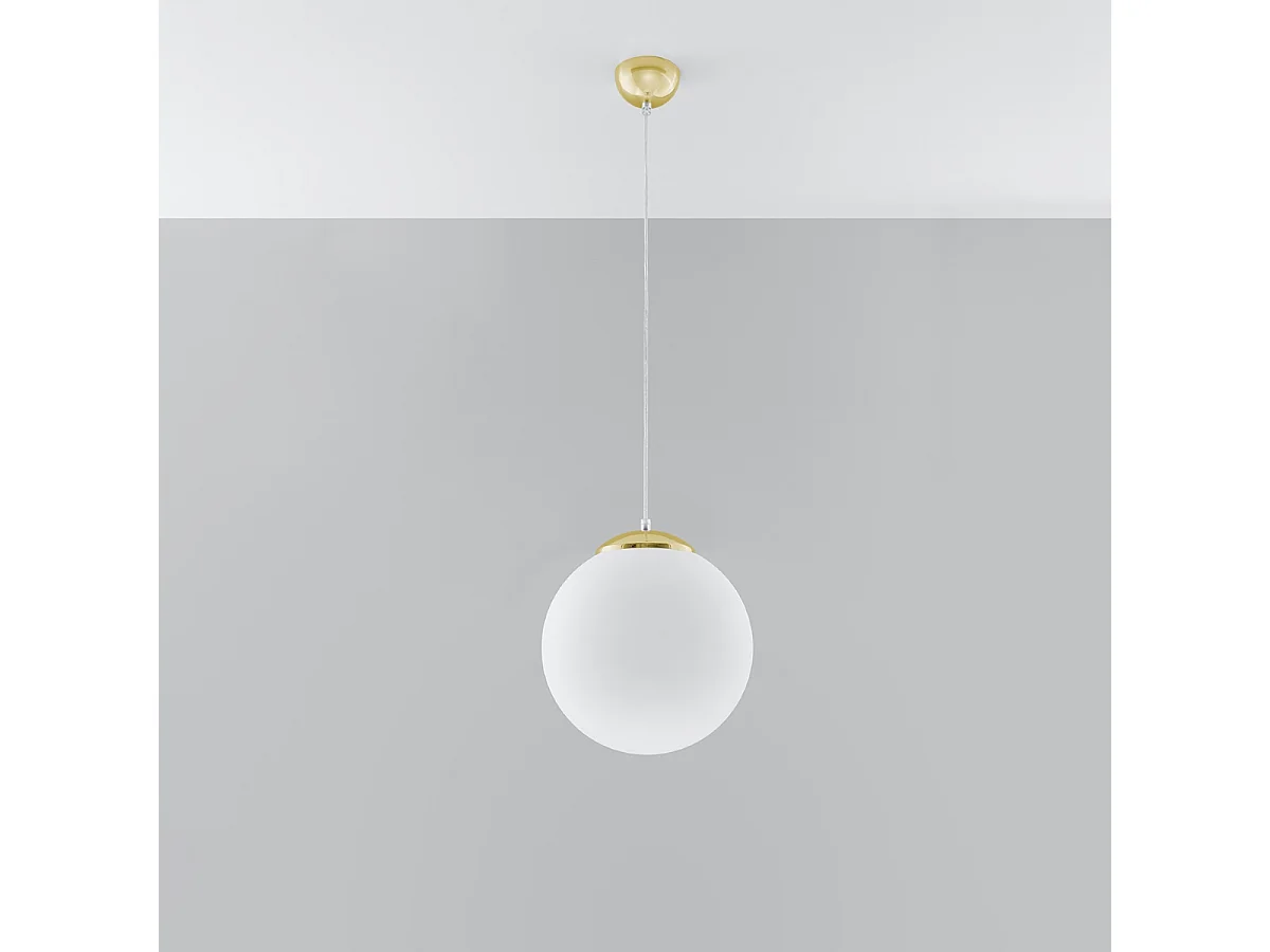 Lampes suspendues Stera minimaliste en acier/verre - 1 sources lumineuses 3000K - L.30 x H.120 cm - or blanc