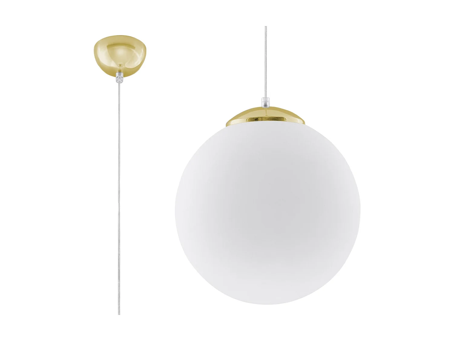 Lampes suspendues Stera minimaliste en acier/verre - 1 sources lumineuses 3000K - L.30 x H.120 cm - or blanc