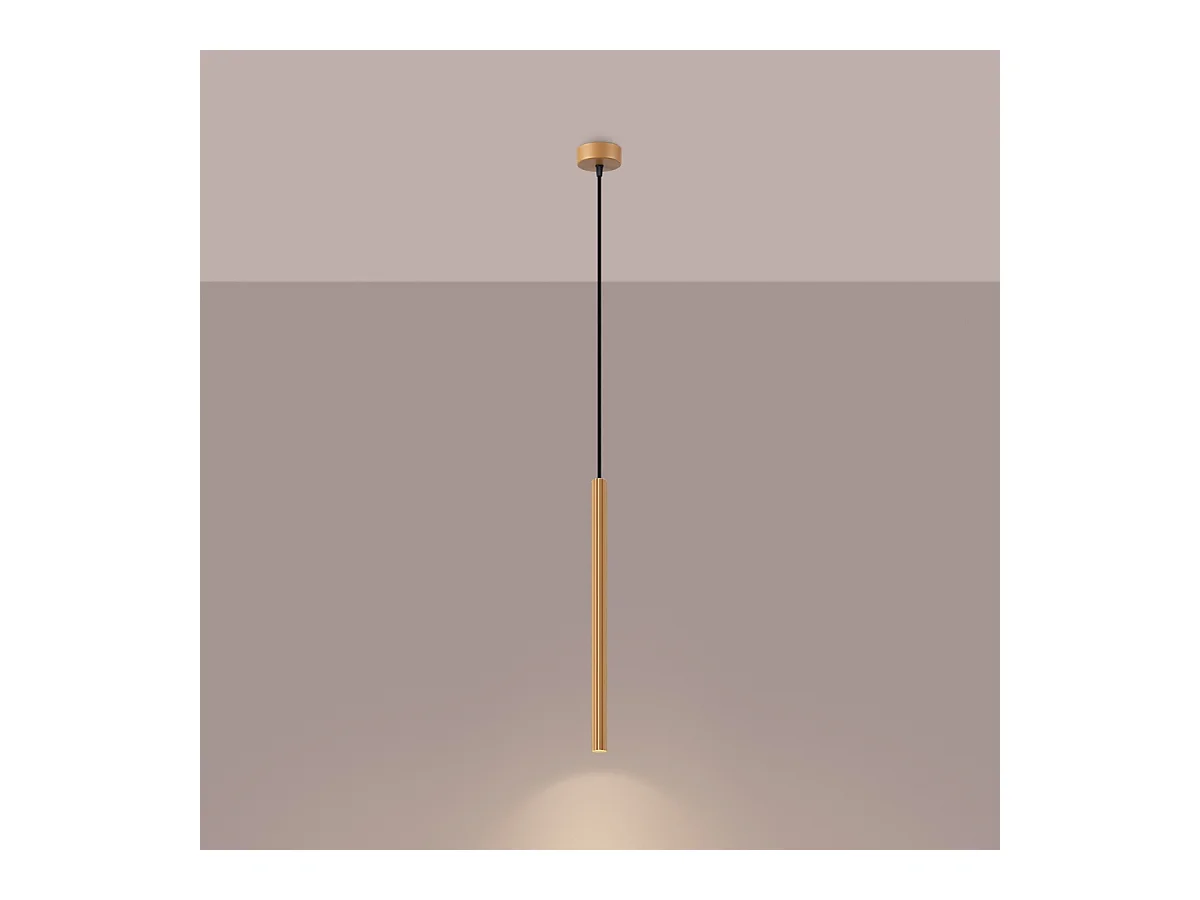 Lampy wiszące nowoczesny Elara, stal - 1 źródło światła 4000K - L.8 x H.120 cm - złoty