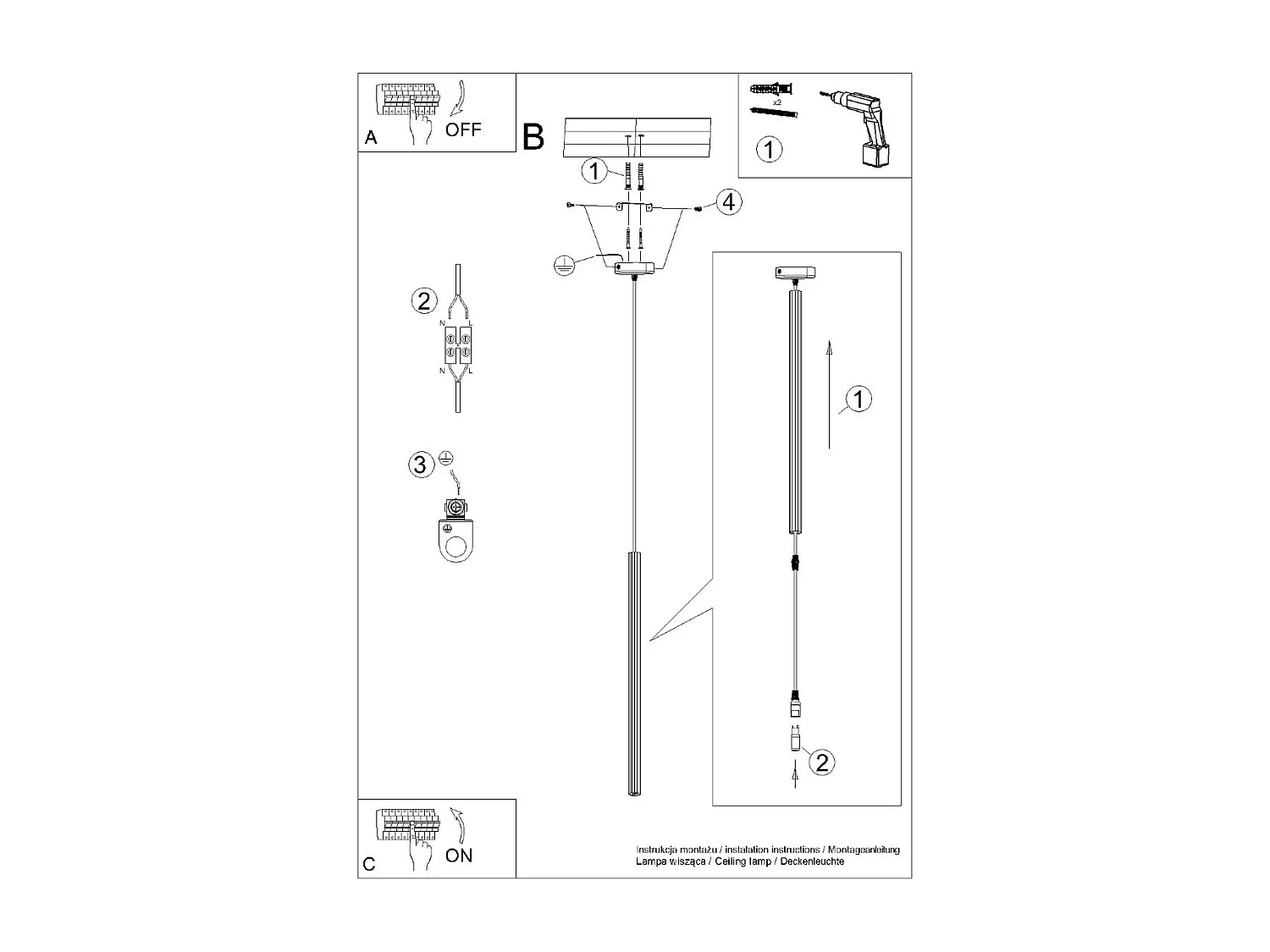 Pendentif Elara moderne en acier - 1 sources lumineuses 4000K - L.8 x H.120 cm - doré