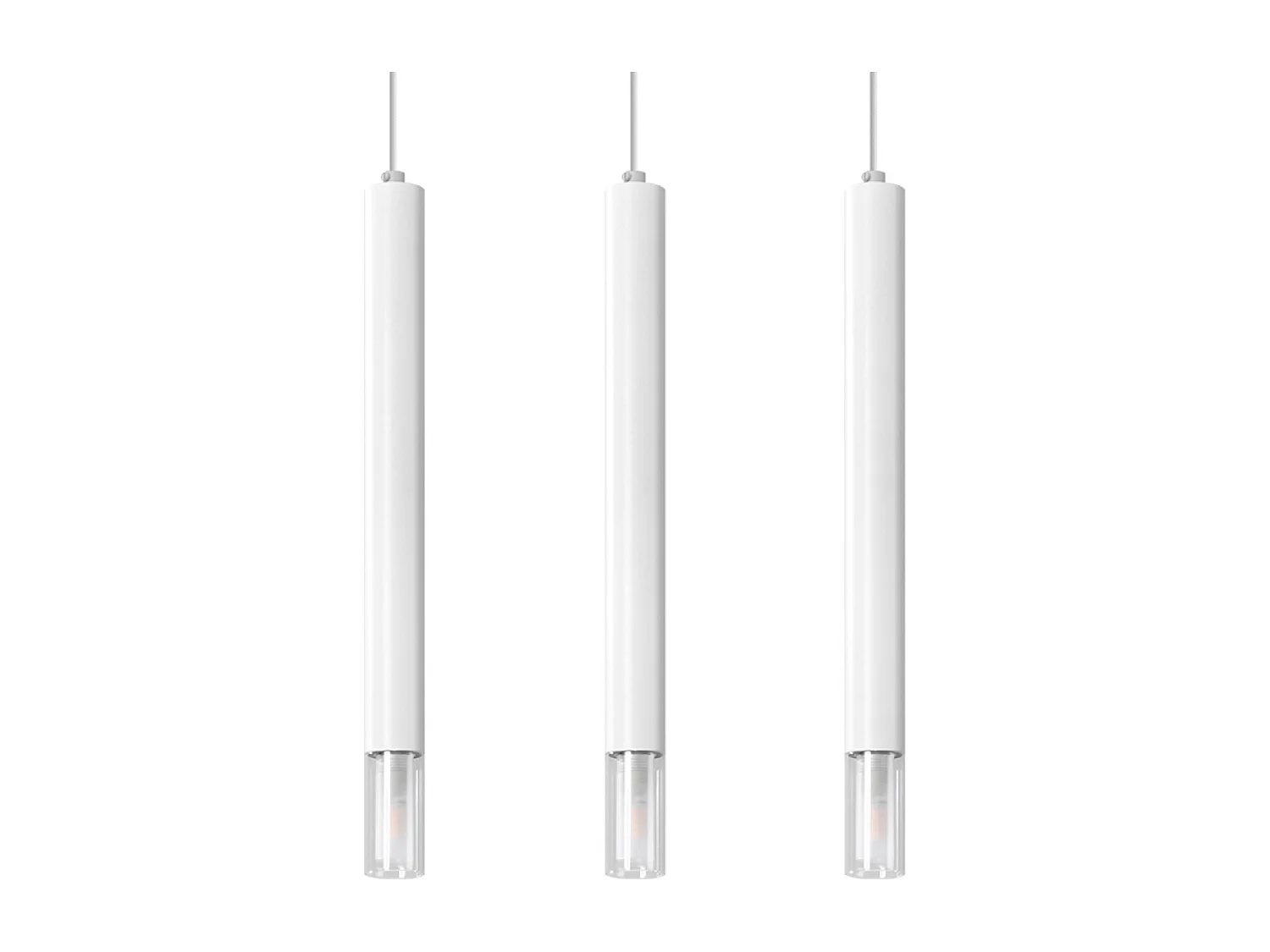 Lampes suspendues Eclim moderne en acier/verre - 3 sources lumineuses 4000K - L.45 x H.120 cm - blanc