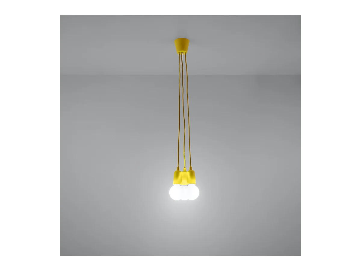 Hanglampen Astis modern van  - 3 lichtbronnen 4000K - L.15 x H.90 cm - geel