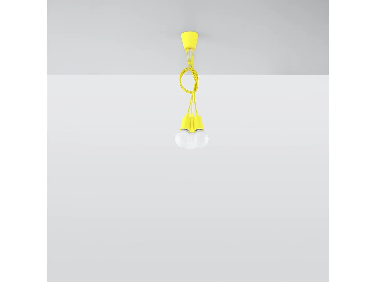 Lampes suspendues Astis moderne en PVC - 3 sources lumineuses 4000K - L.15 x H.90 cm - jaune
