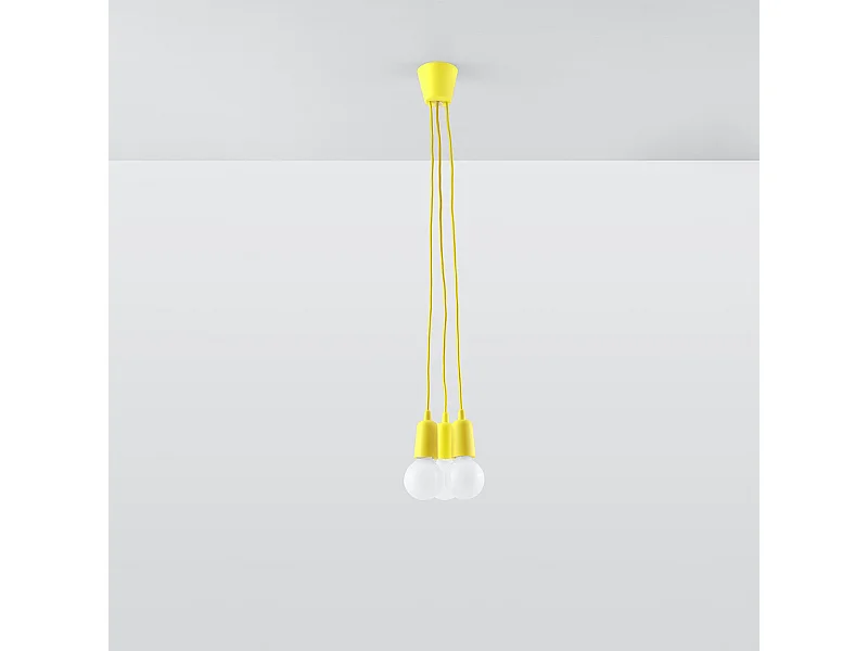 Lampes suspendues Astis moderne en PVC - 3 sources lumineuses 4000K - L.15 x H.90 cm - jaune