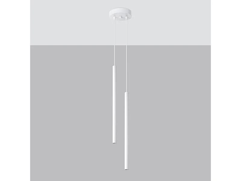 Lampes suspendues Brill moderne en acier - 2 sources lumineuses 4000K - L.15 x H.118 cm - blanc