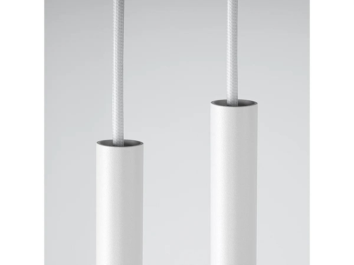 Lampes suspendues Brill moderne en acier - 2 sources lumineuses 4000K - L.15 x H.118 cm - blanc