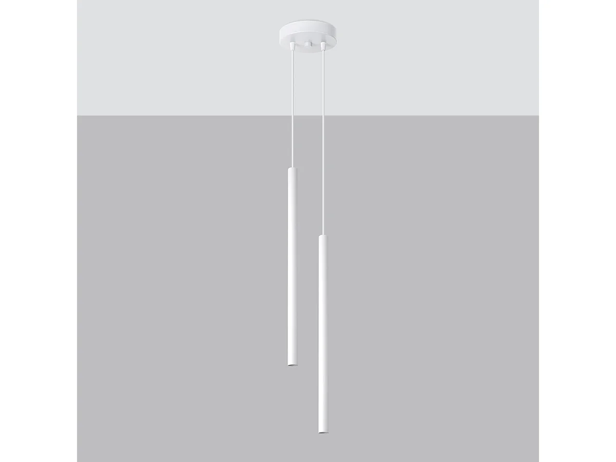 Lampes suspendues Brill moderne en acier - 2 sources lumineuses 4000K - L.15 x H.118 cm - blanc