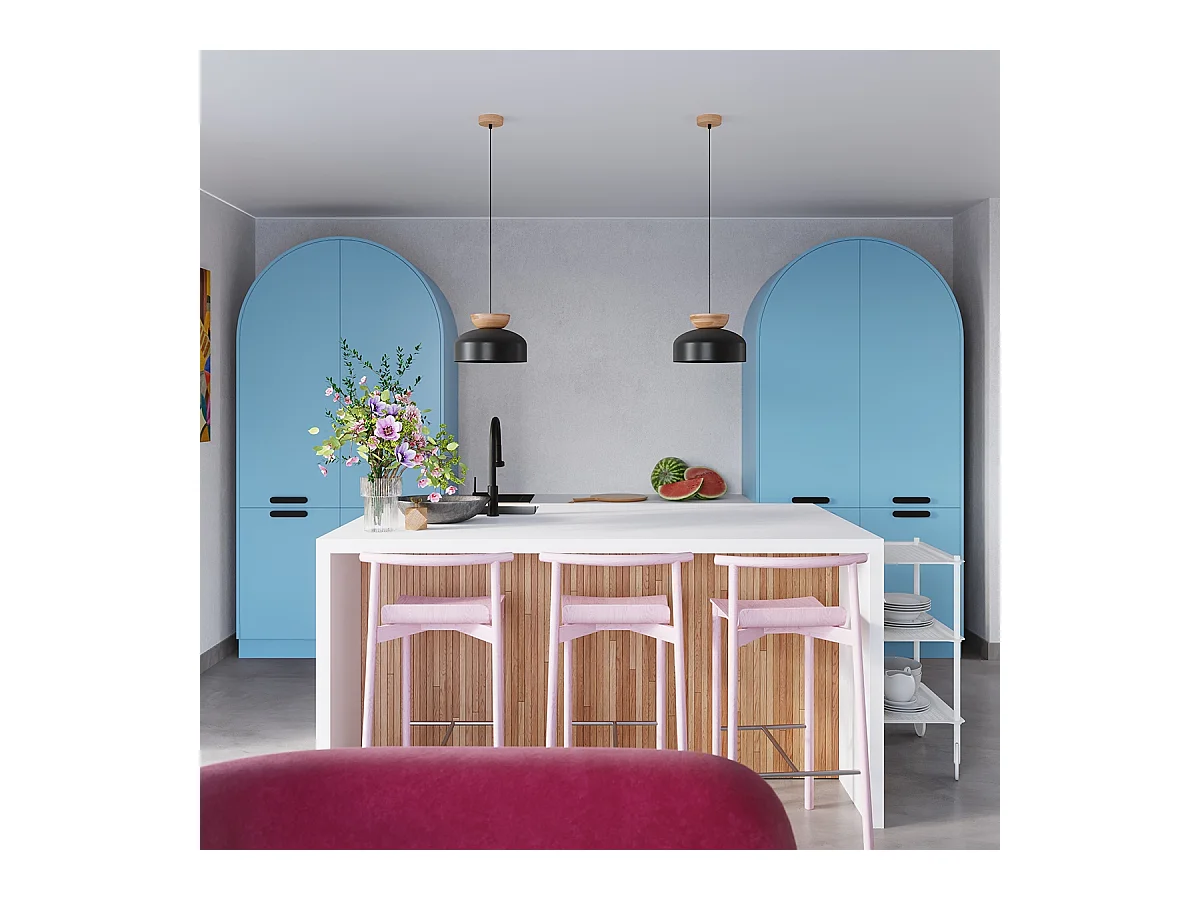 Lampy wiszące skandynawski Zeleron, drewno/stal - 1 źródło światła 4000K - L.29.5 x H.130 cm - czarny/naturalne drewno