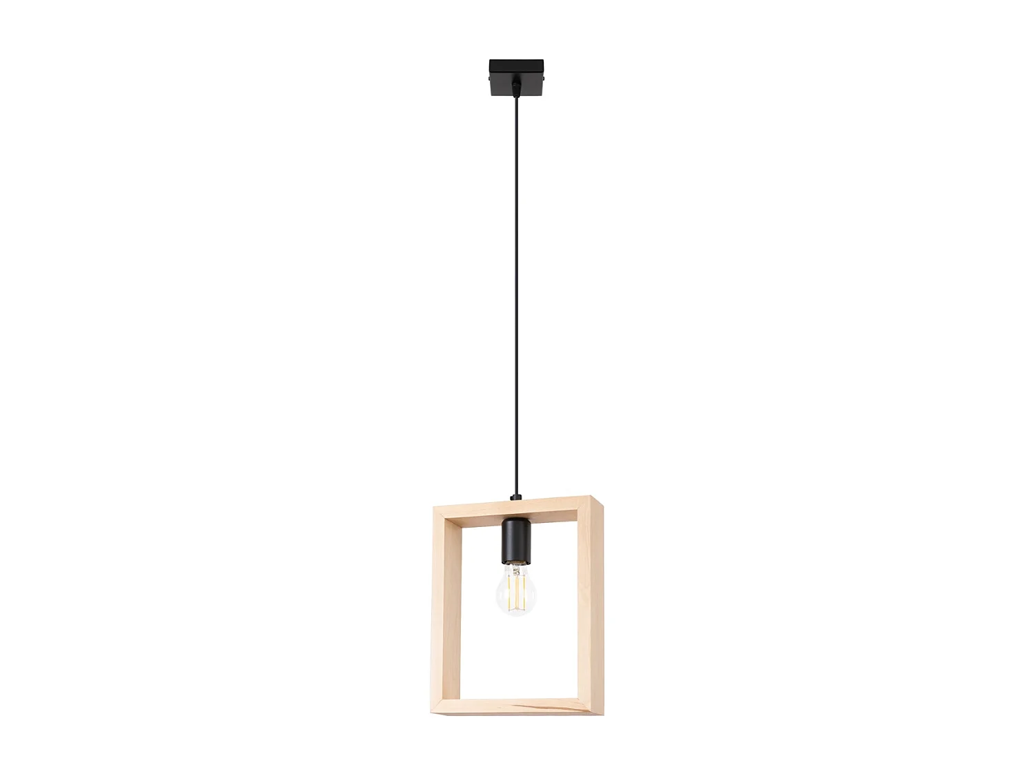 Lampes suspendues Zodiara scandinave en acier/bois - 1 sources lumineuses 3000K - L.24 x H.133 cm - bois naturel