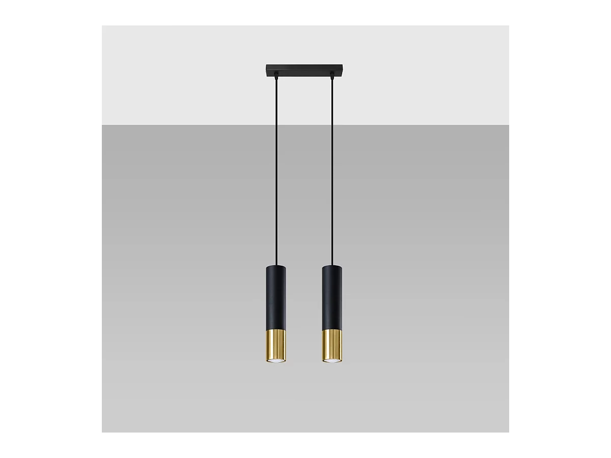 Hanglampen Zarpex modern van  - 2 lichtbronnen 4000K - L.30 x H.90 cm - zwart goud