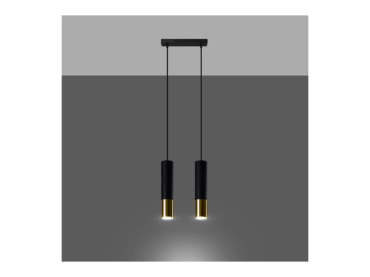 Hanglampen Zarpex modern van  - 2 lichtbronnen 4000K - L.30 x H.90 cm - zwart goud