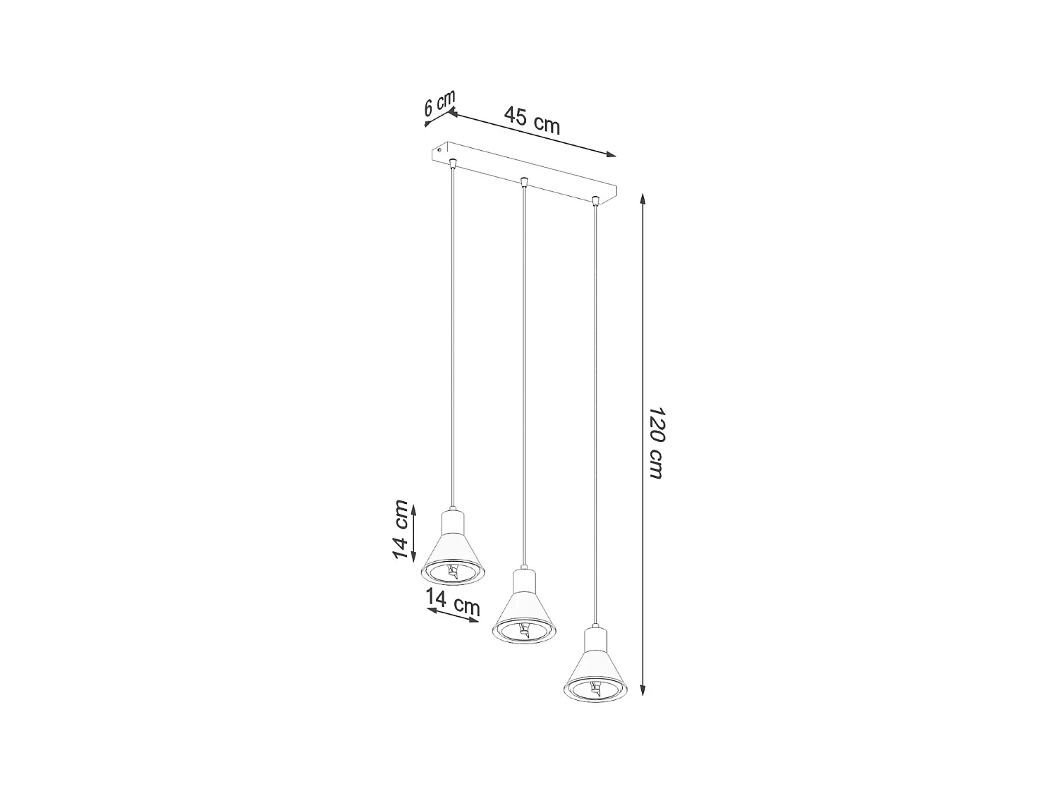 Hanglampen Zylata modern van  - 3 lichtbronnen 4000K - L.45 x H.120 cm - wit
