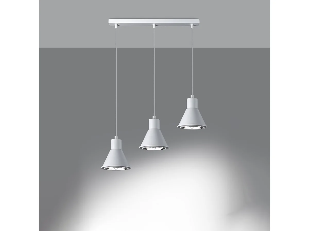 Lampes suspendues Zylata moderne en acier - 3 sources lumineuses 4000K - L.45 x H.120 cm - blanc