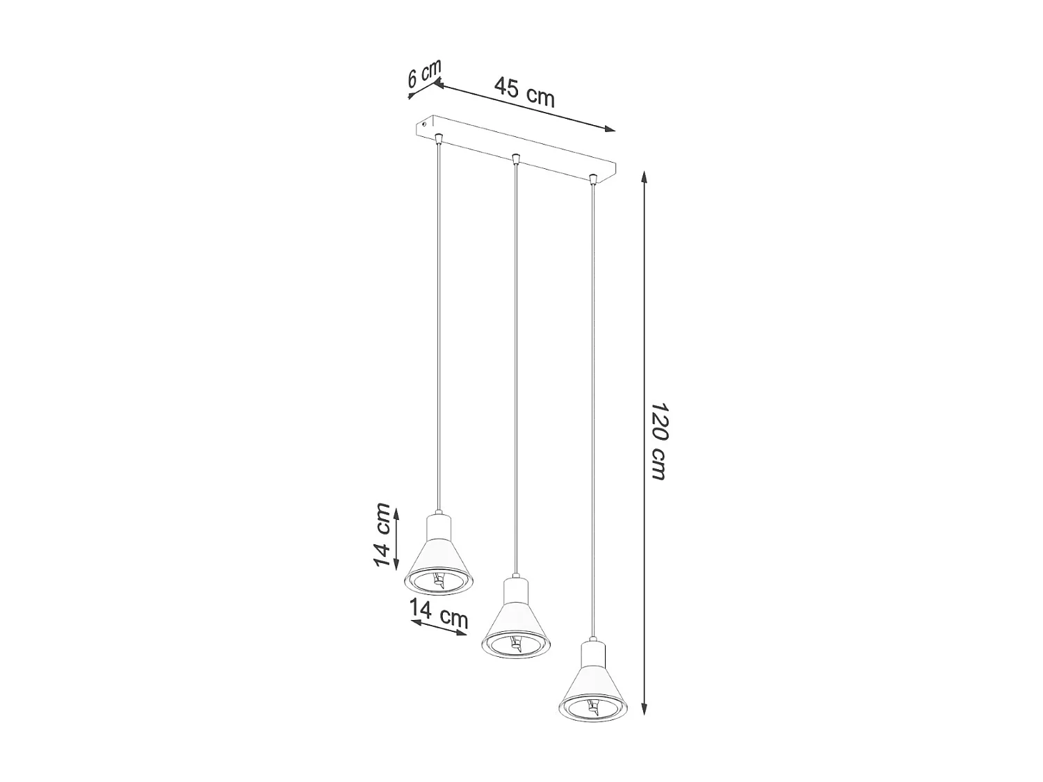 Lampes suspendues Zylata moderne en acier - 3 sources lumineuses 4000K - L.45 x H.120 cm - blanc
