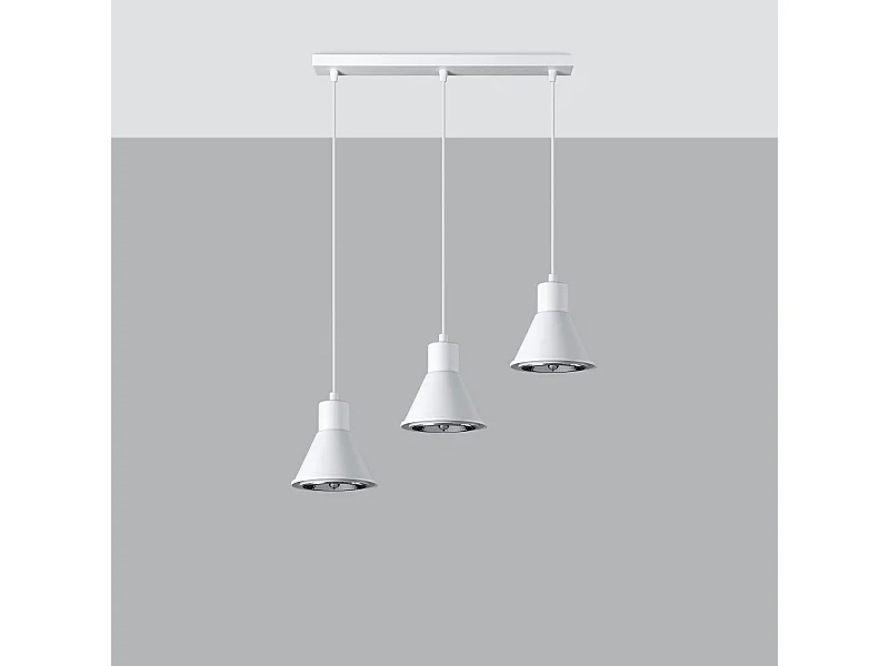 Lampy wiszące nowoczesny Zylata, stal - 3 źródło światła 4000K - L.45 x H.120 cm - biały