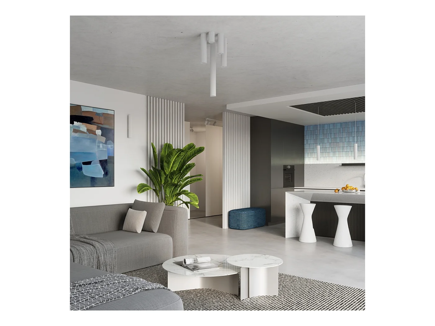 Hanglamp Gloow minimalistisch van  - 1 lichtbronnen 3000K - L.8 x H.118 cm - wit