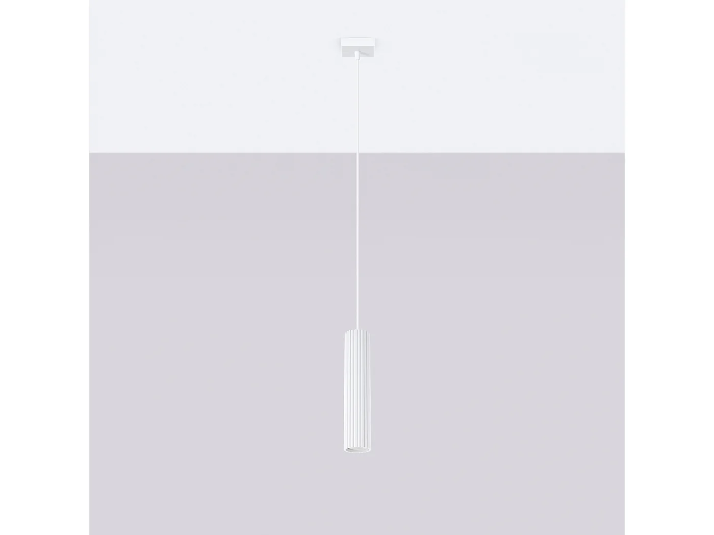 Lampa wisząca minimalistyczny Gloow, aluminium - 1 źródło światła 3000K - L.8 x H.118 cm - biały