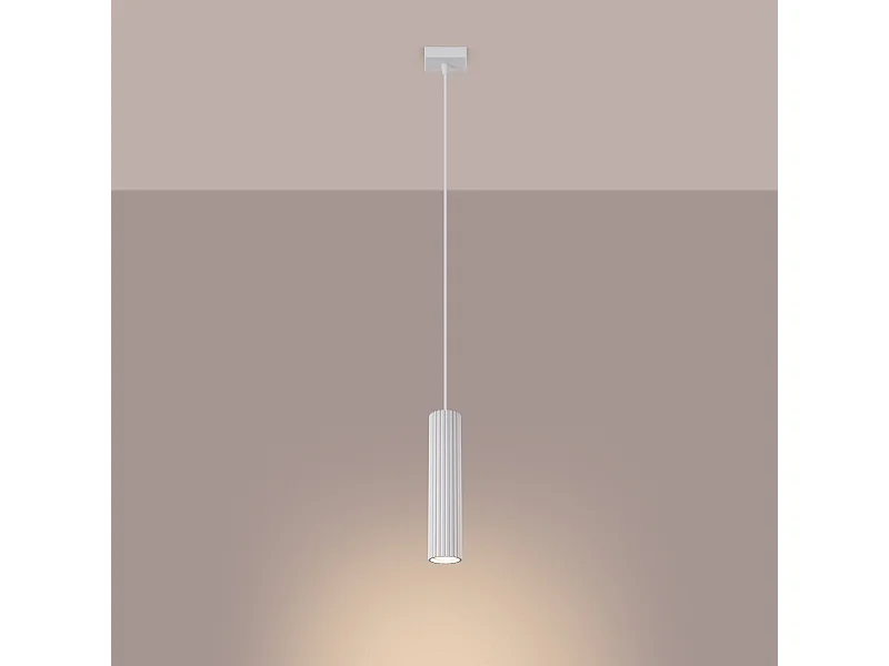 Lampe à suspension Gloow minimaliste en aluminium - 1 sources lumineuses 3000K - L.8 x H.118 cm - blanc