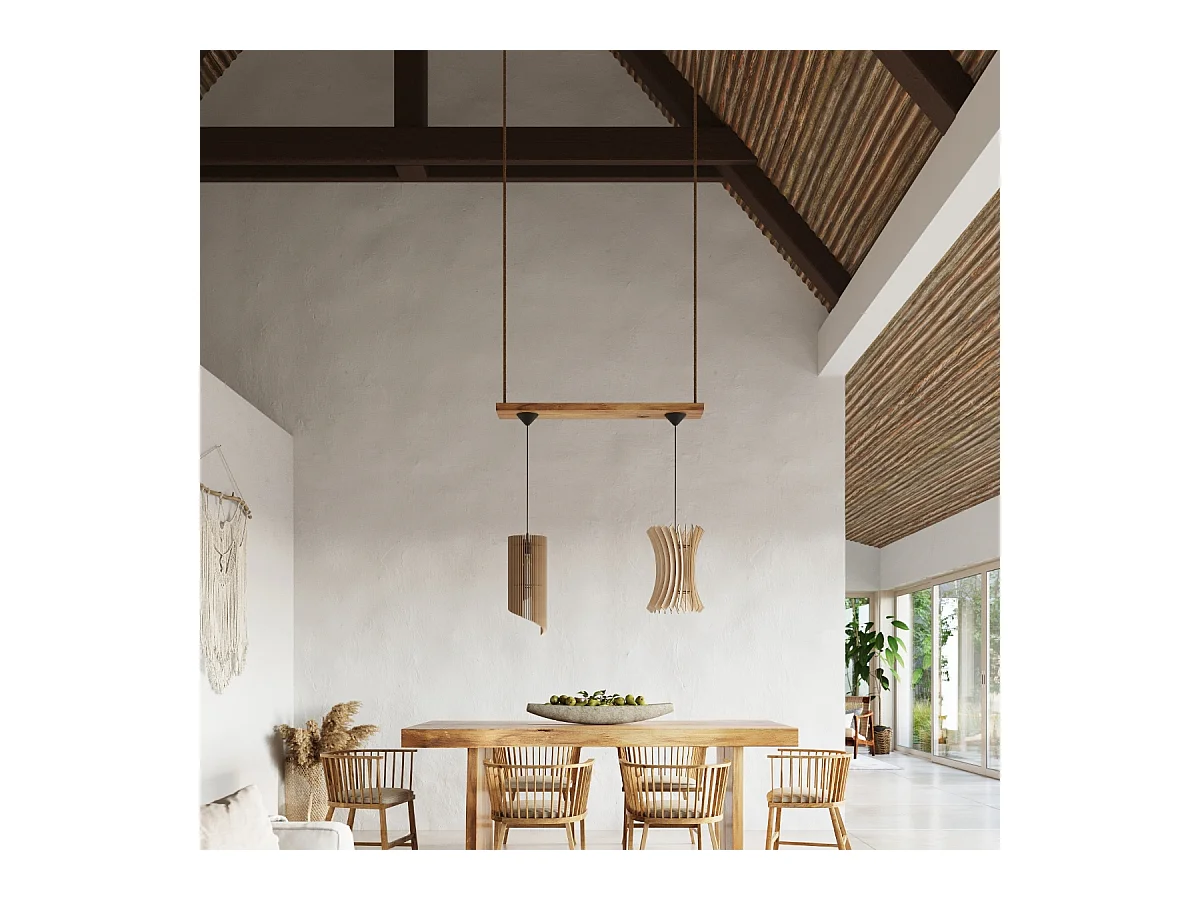 Lampes suspendues Zenexia scandinave en bois - 1 sources lumineuses 4000K - L.21 x H.120 cm - bois naturel