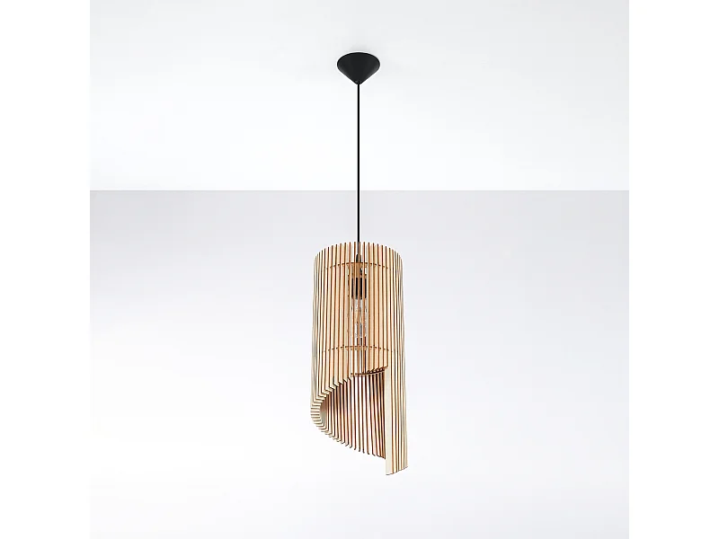 Lampes suspendues Zenexia scandinave en bois - 1 sources lumineuses 4000K - L.21 x H.120 cm - bois naturel