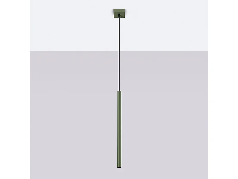 Lampada a sospensione Brill moderno di acciaio - 1 sorgenti luminose 4000K - L.8 x A.114 cm - verde oliva