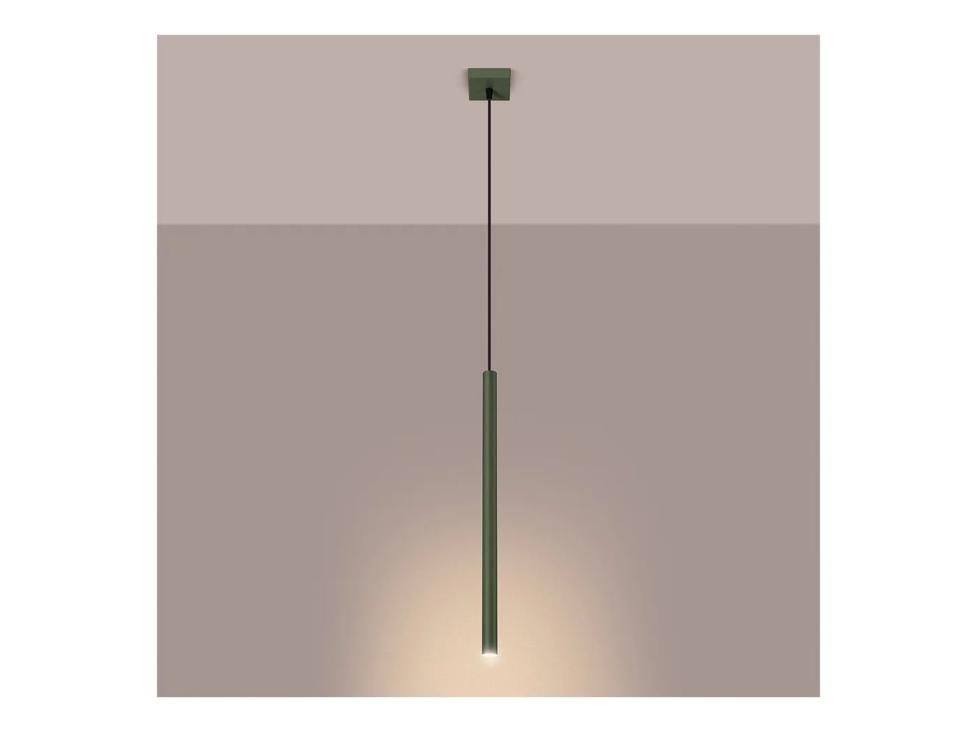 Lampada a sospensione Brill moderno di acciaio - 1 sorgenti luminose 4000K - L.8 x A.114 cm - verde oliva