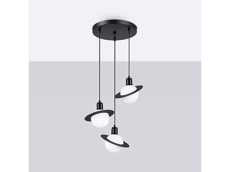 Hanglampen Gloxo modern van  - 3 lichtbronnen 4000K - L.32 x H.120 cm - zwart