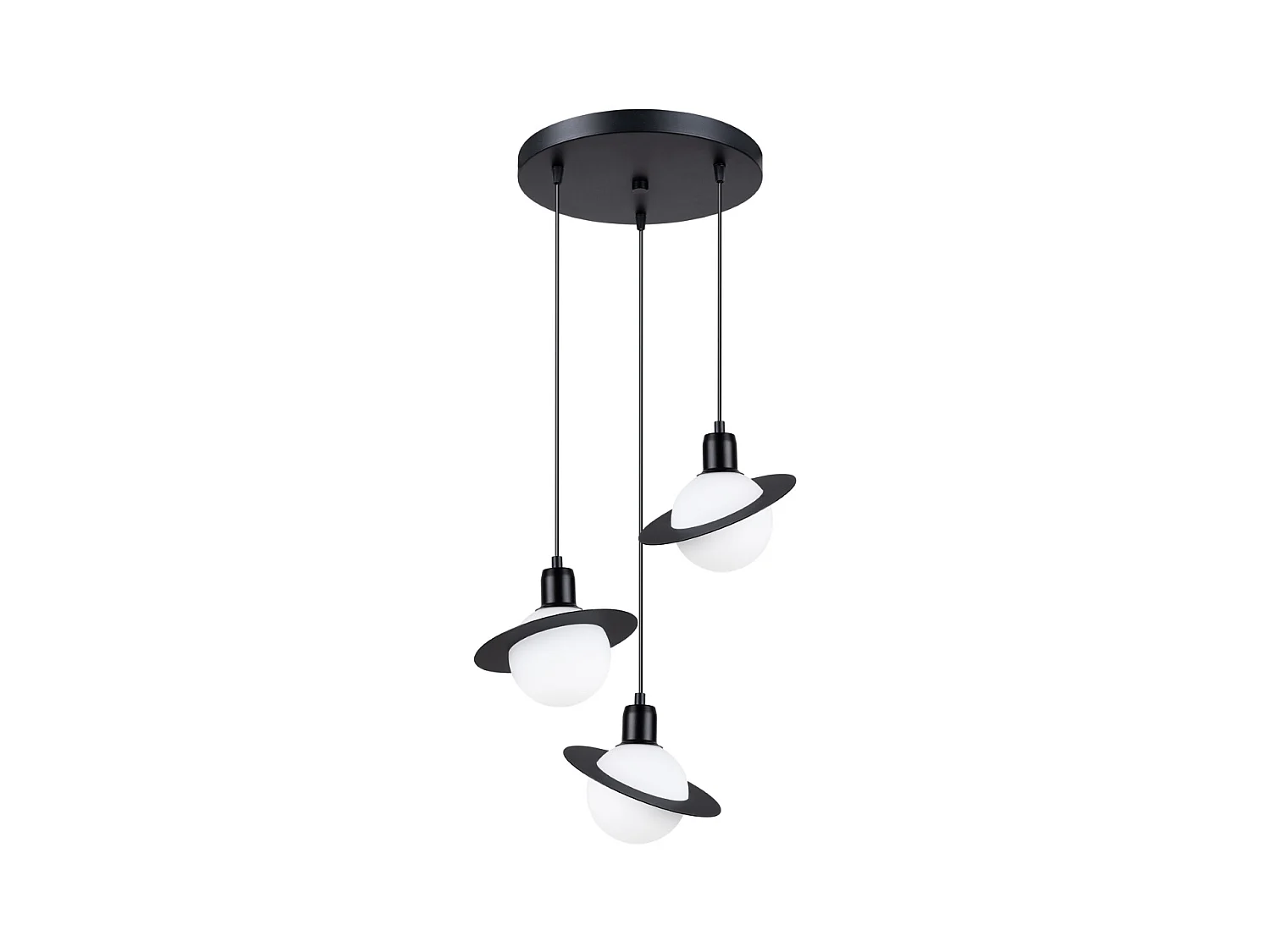 Hanglampen Gloxo modern van  - 3 lichtbronnen 4000K - L.32 x H.120 cm - zwart