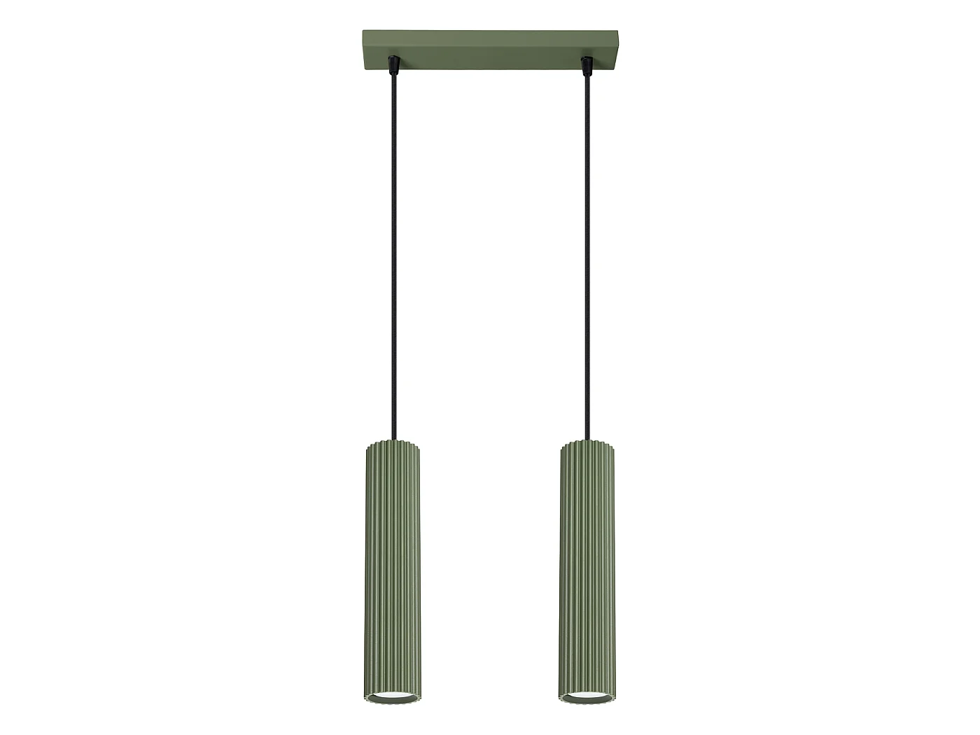 Lampa wisząca minimalistyczny Gloow, aluminium - 2 źródło światła 4000K - L.30 x H.90 cm - zielony oliwkowy