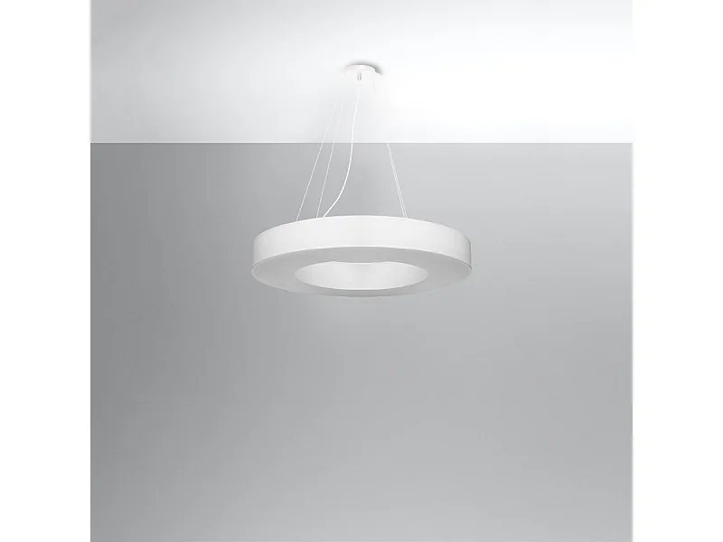 Kronleuchter Astrona slim minimalistisch aus  Stoff/PVC/Stahl - 6 lichtquellen 4000K - L.70 x H. cm - Weiß