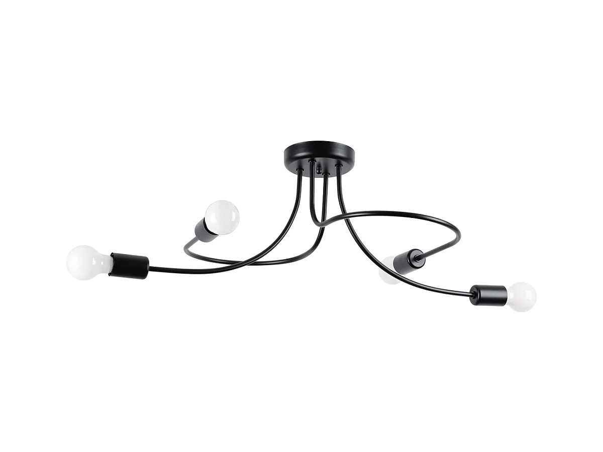 Lustres Varilex industriel en acier - 4 sources lumineuses 4000K - L.75 x H.32 cm - noir