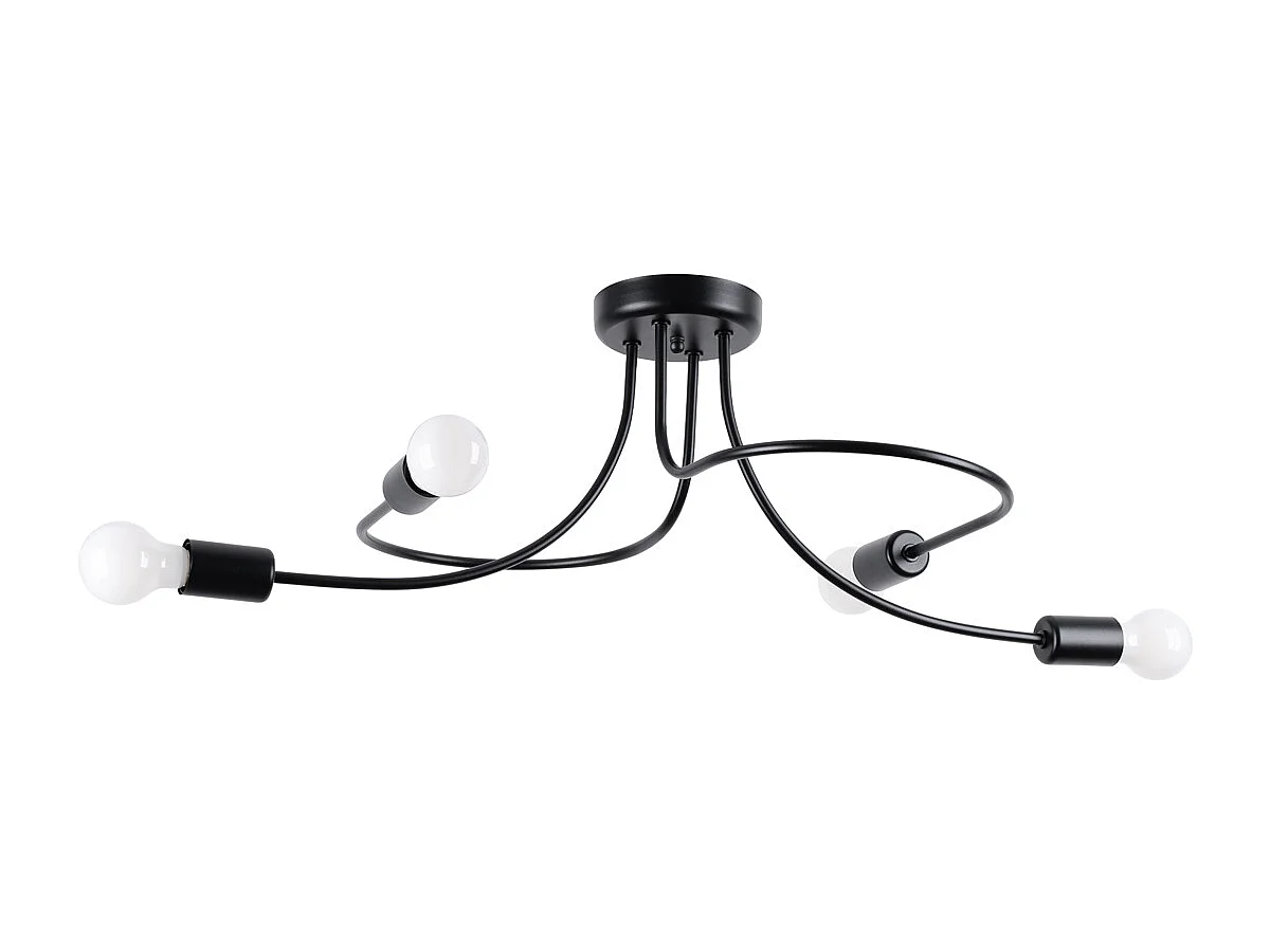 Lustres Varilex industriel en acier - 4 sources lumineuses 4000K - L.75 x H.32 cm - noir