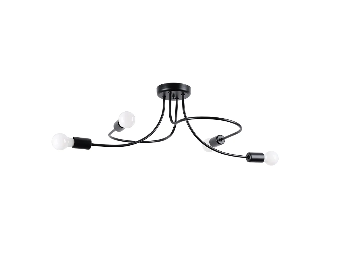 Lustres Varilex industrial, aço - 4 fontes de luz 4000K - L.75 x H.32 cm - preto