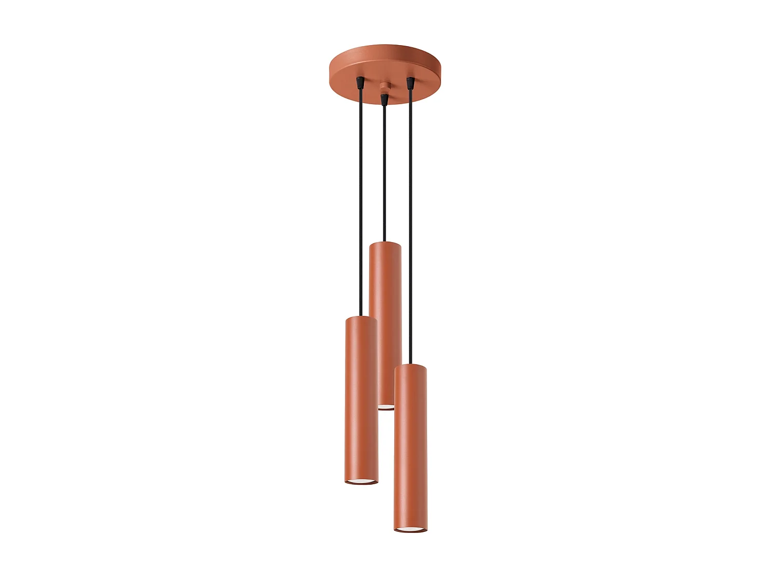 Lampe à suspension Toris grenier en acier - 3 sources lumineuses 3000K - L.19,5 x H.108 cm - ocre rouge
