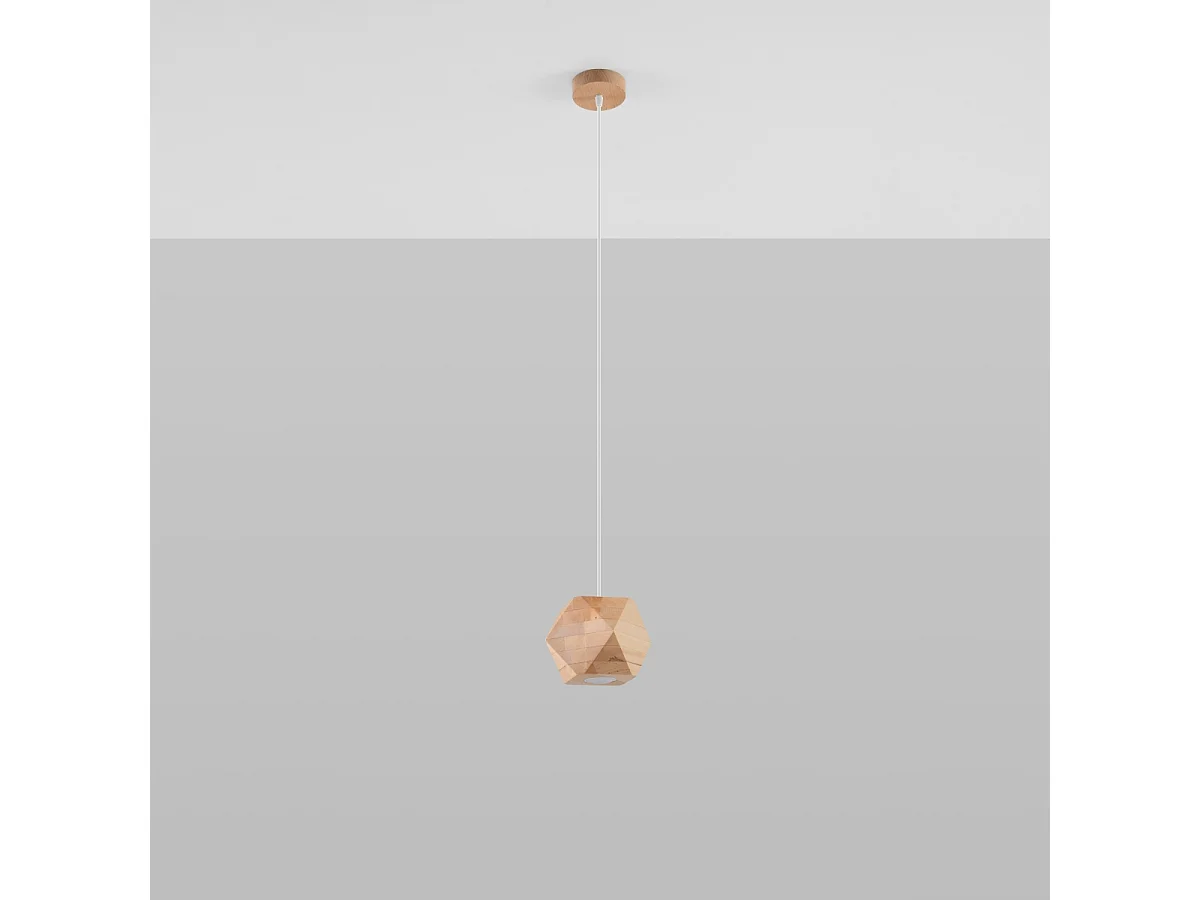 Lampes suspendues Timberix scandinave en bois - 1 sources lumineuses 3000K - L.12 x H.120 cm - bois naturel