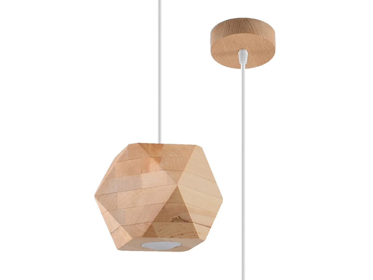 Lampy wiszące skandynawski Timberix, drewno - 1 źródło światła 3000K - L.12 x H.120 cm - naturalne drewno