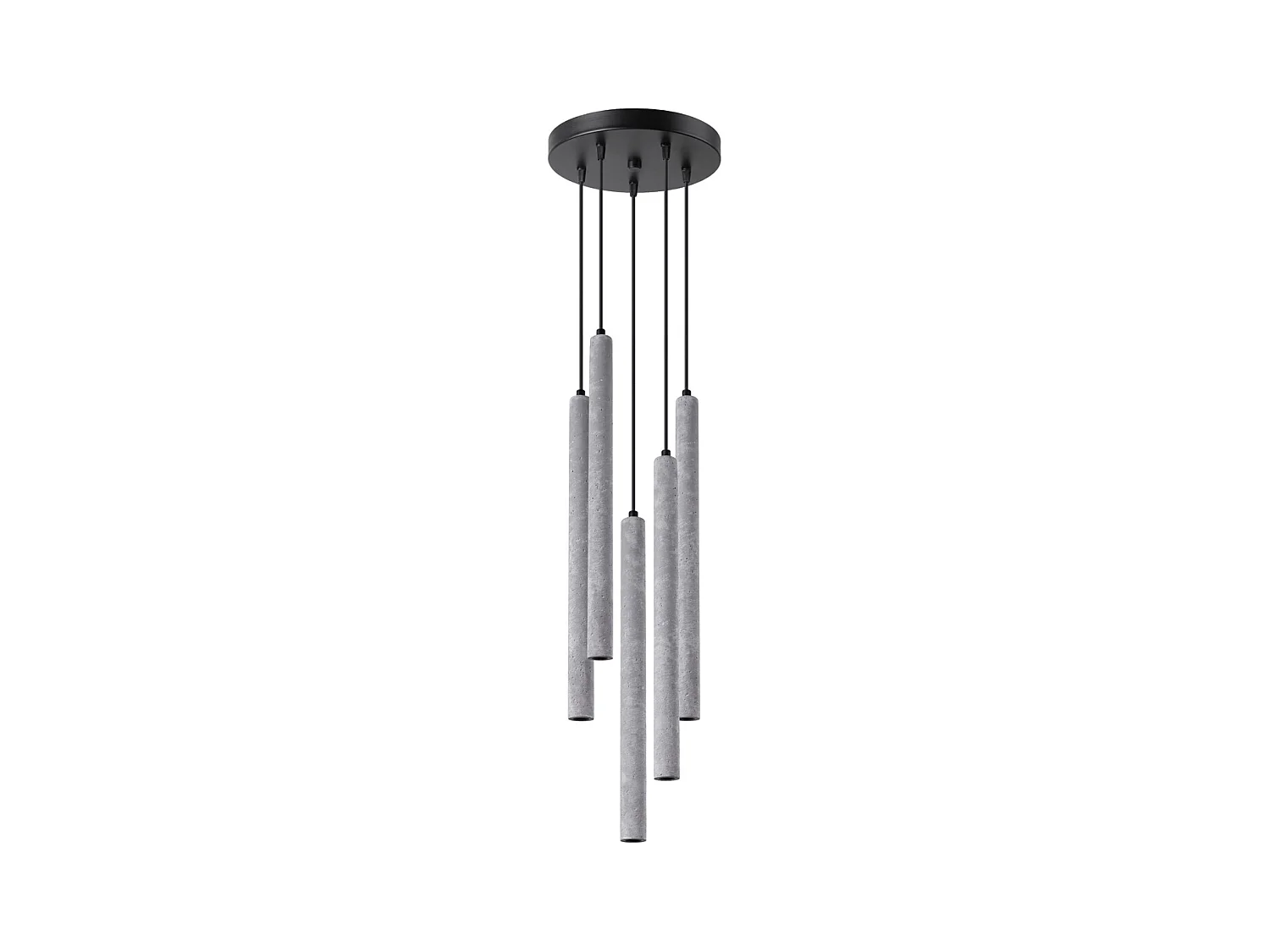 Lampes suspendues Brill moderne en béton - 5 sources lumineuses 4000K - L.25 x H.110 cm - gris