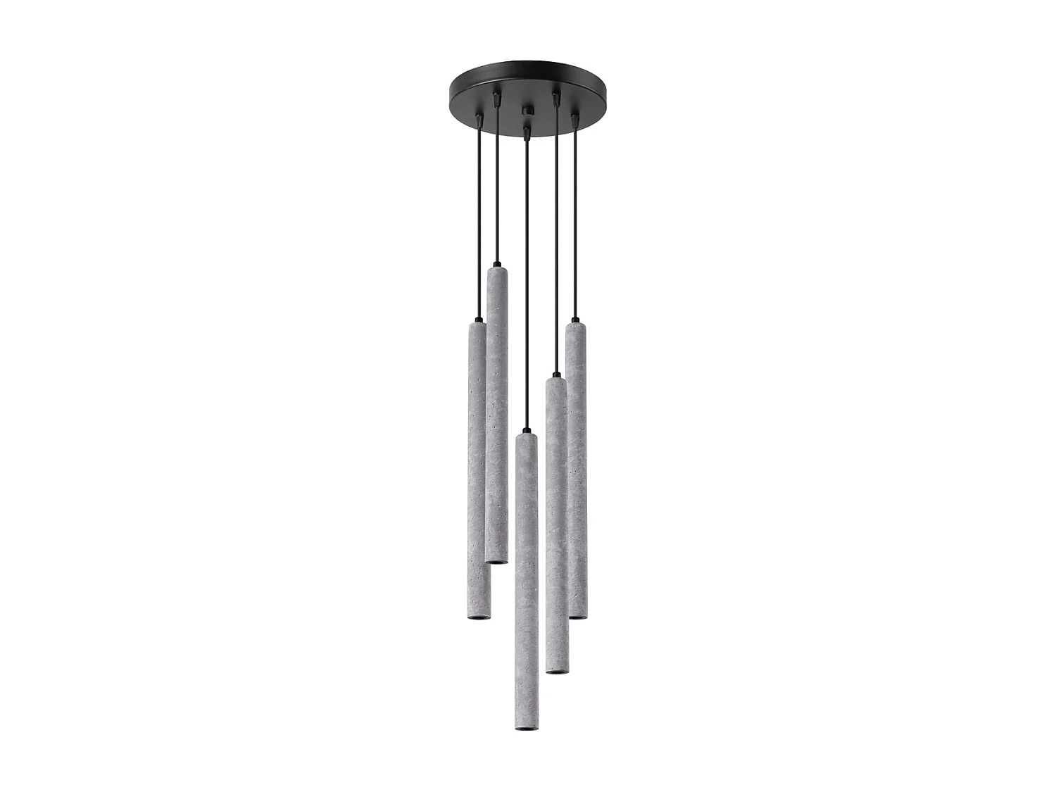 Lampes suspendues Brill moderne en béton - 5 sources lumineuses 4000K - L.25 x H.110 cm - gris